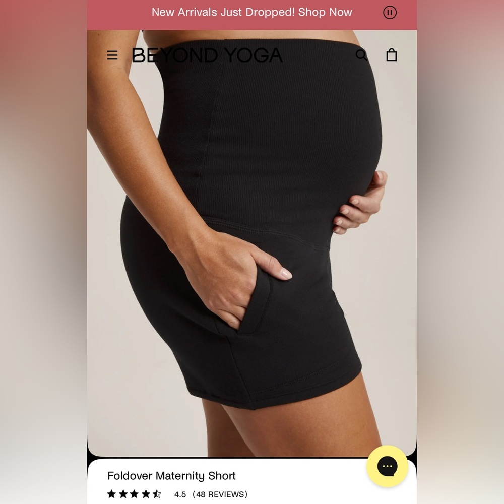 Beyond Yoga Black Foldover Maternity Short